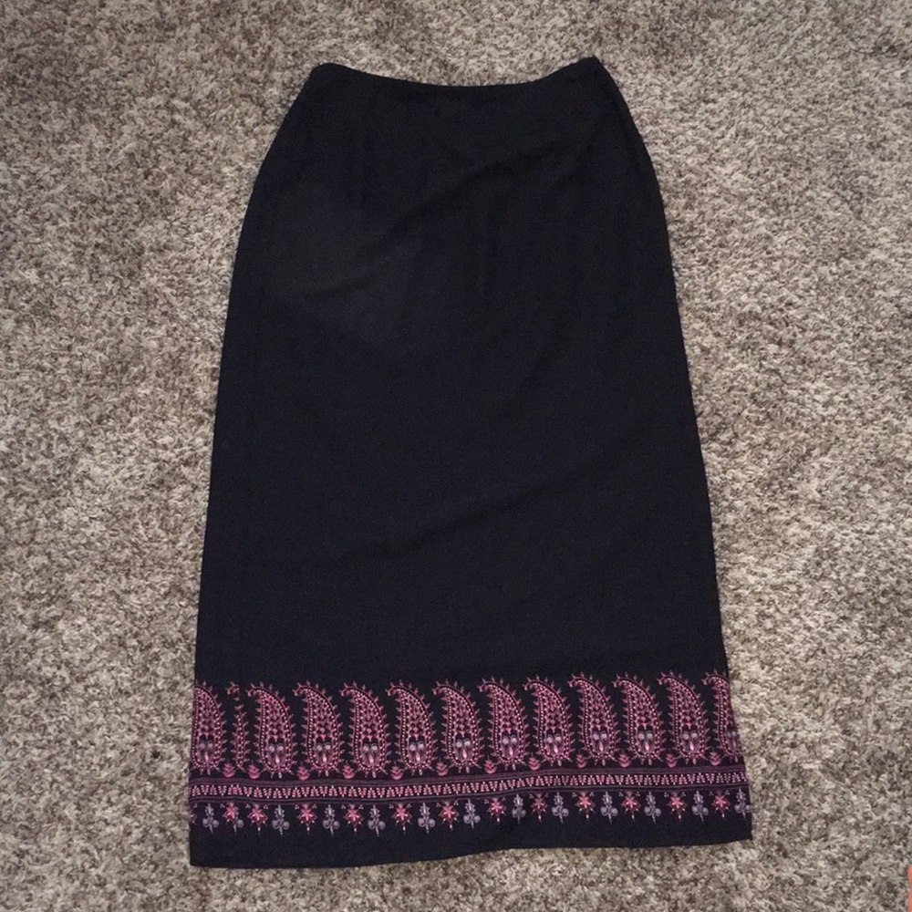 Norton McNaughton Black Pink Paisley Long Skirt